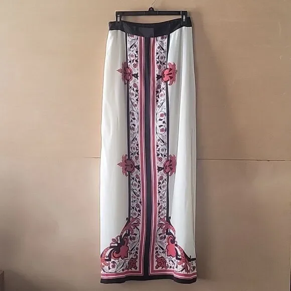 NEW Alice Temperley Red Russian Floral Rose Holiday Silk Maxi Long Skirt 6 M - Picture 9 of 15